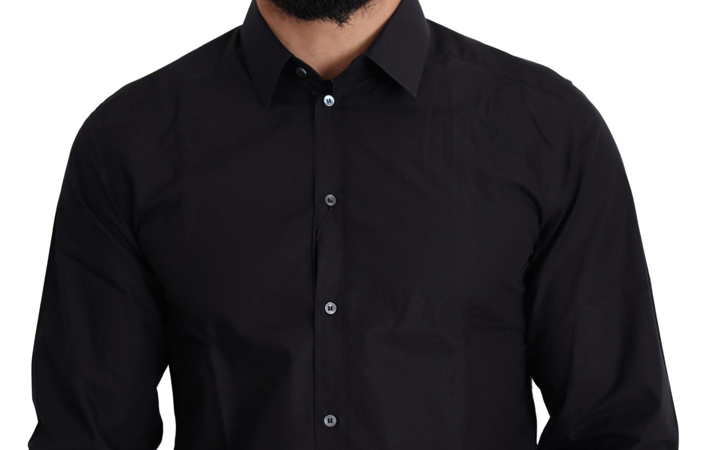 Dolce & Gabbana Black Cotton Men Formal GOLD Dress Shirt