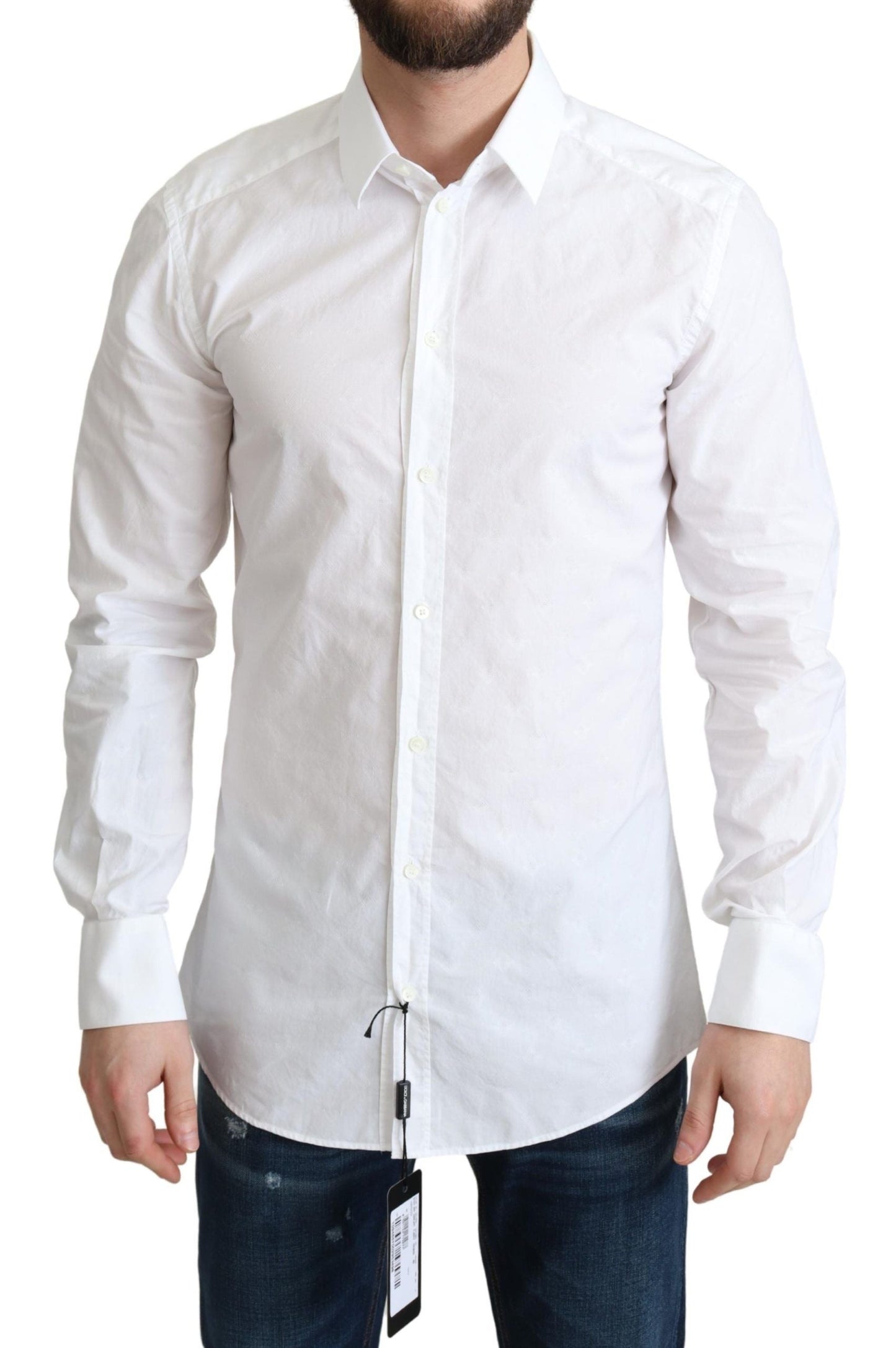 Dolce & Gabbana White 100% Cotton Men Dress Formal Shirt