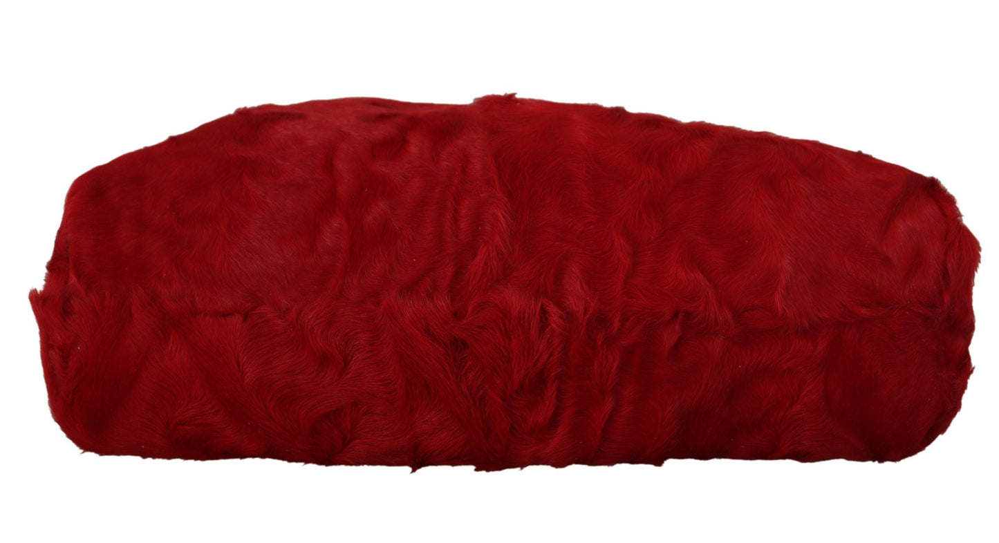 Dolce & Gabbana Red Fur Brocade Crystal Shoulder Women VANDA Purse