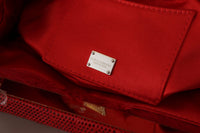 Dolce & Gabbana Red Fur Brocade Crystal Shoulder Women VANDA Purse