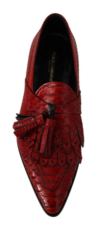 Dolce & Gabbana Red Exotic Leather Dress Tassel Shoes