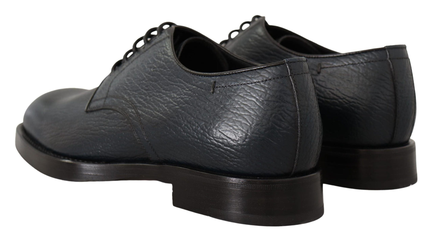 Dolce & Gabbana Blue Leather Derby Formal Shoes