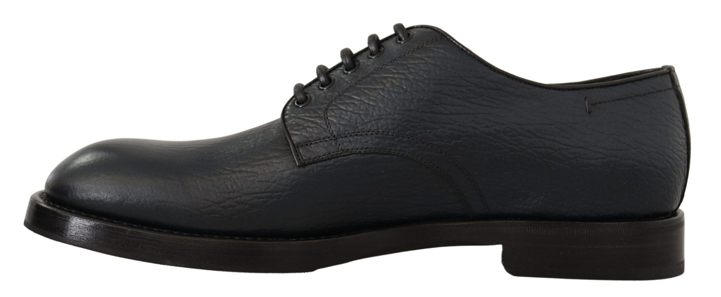 Dolce & Gabbana Blue Leather Derby Formal Shoes