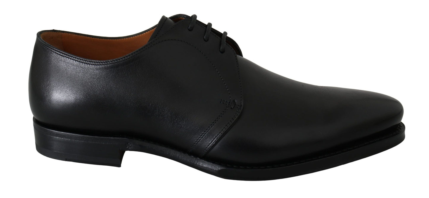Dolce & Gabbana Black Calfskin Lace Up Men Formal Derby Shoes