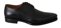 Dolce & Gabbana Black Calfskin Lace Up Men Formal Derby Shoes