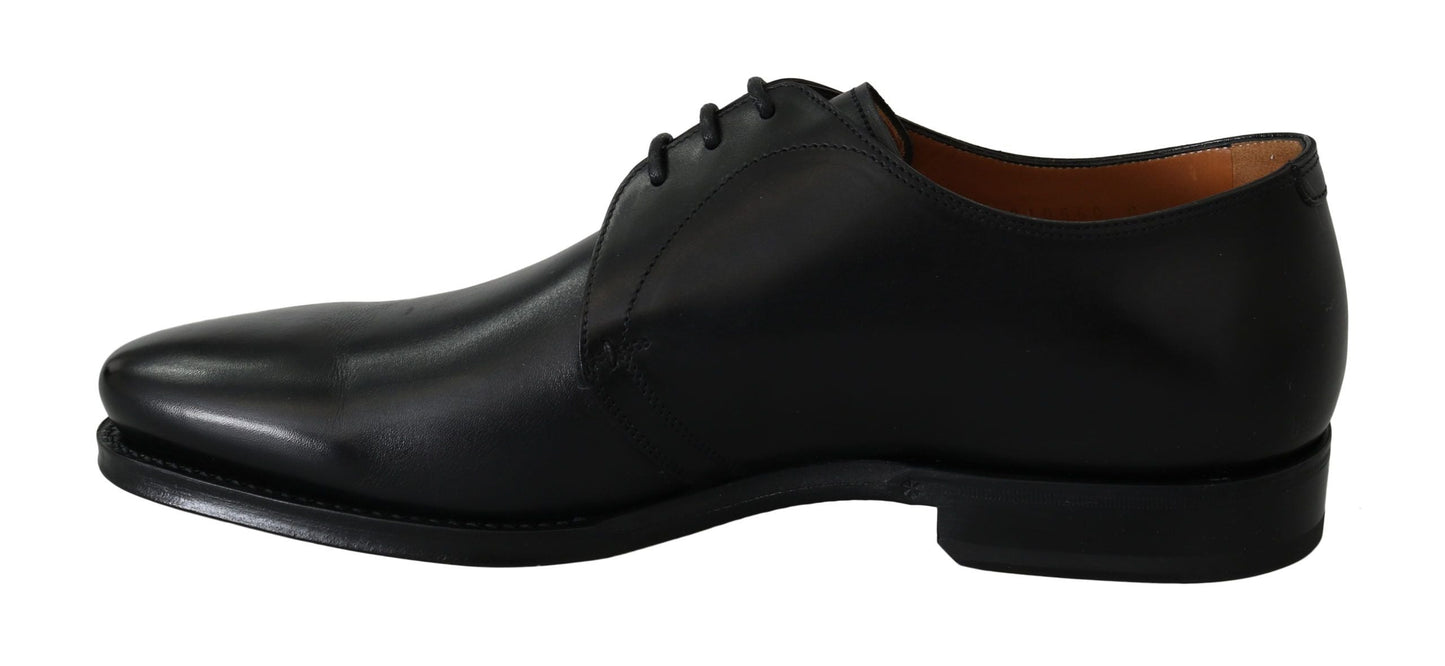 Dolce & Gabbana Black Calfskin Lace Up Men Formal Derby Shoes
