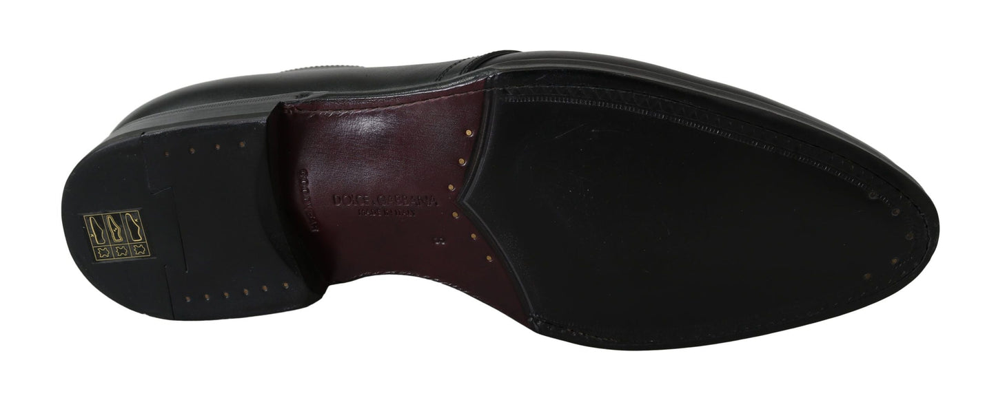 Dolce & Gabbana Black Calfskin Lace Up Men Formal Derby Shoes