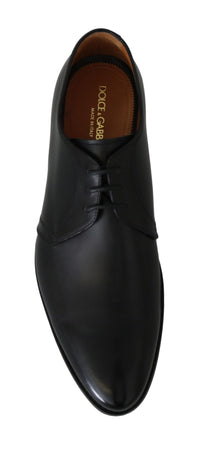 Dolce & Gabbana Black Calfskin Lace Up Men Formal Derby Shoes