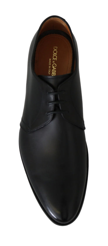 Dolce & Gabbana Black Calfskin Lace Up Men Formal Derby Shoes