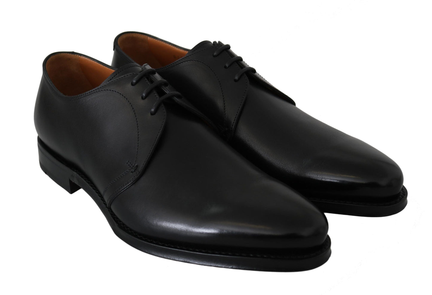 Dolce & Gabbana Black Calfskin Lace Up Men Formal Derby Shoes