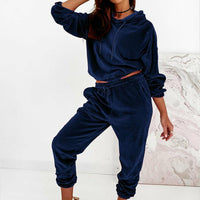 Hooded Long Sleeve Sweatshirts And  Drawstring Shorts Suit