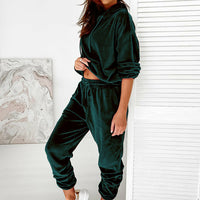 Hooded Long Sleeve Sweatshirts And  Drawstring Shorts Suit