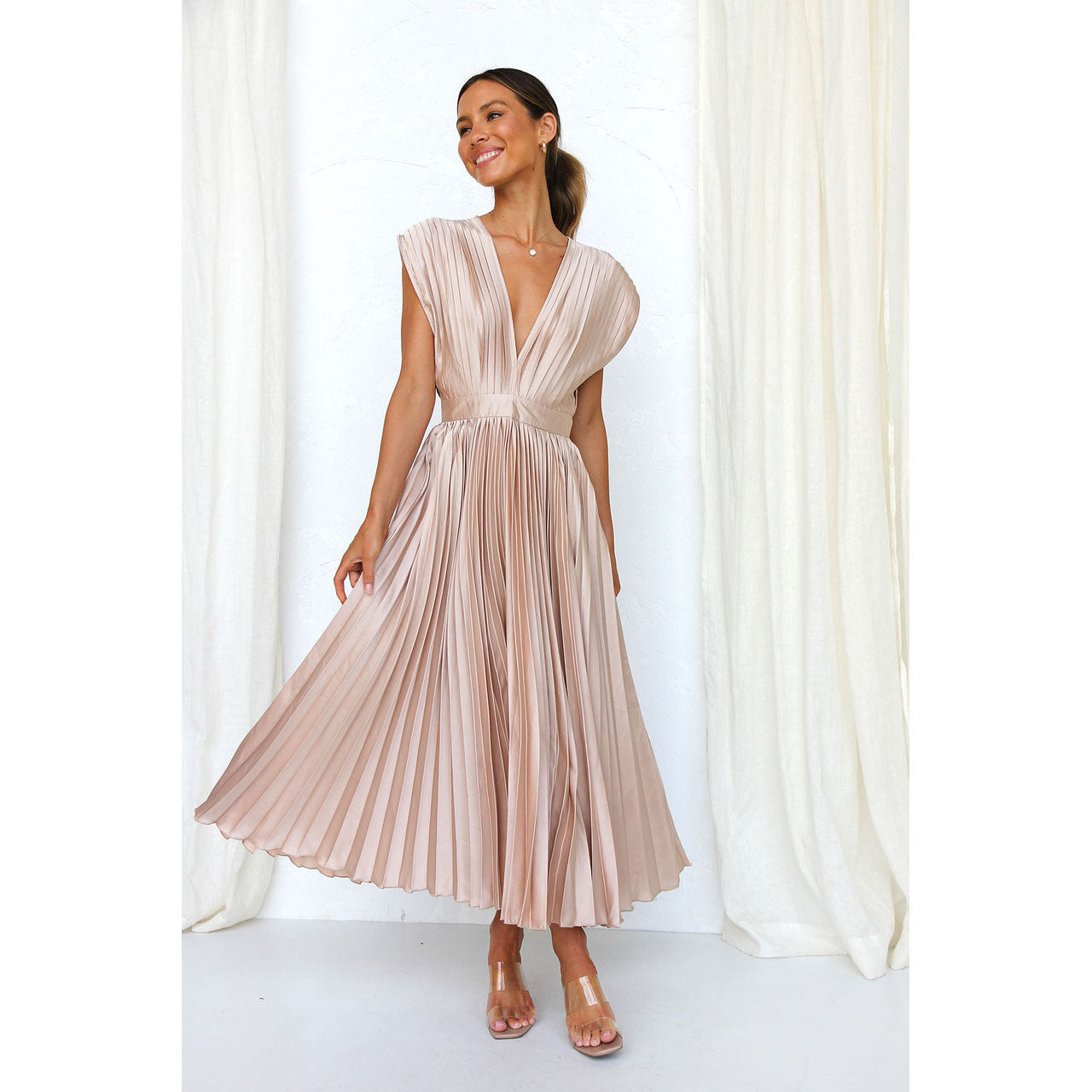 Casual loose zipper sleeveless dress