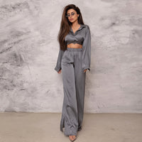 Spring Solid Color Pajamas Outfit Top Trousers Loose Casual Simple