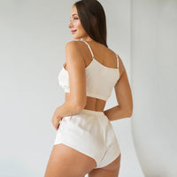 Summer Sexy Cool Camisole Exposed Cropped Imitated Silk Pajamas Ladies