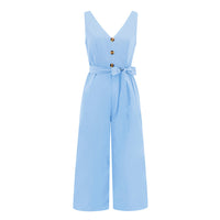 Sleeveless button V-neck jumpsuit