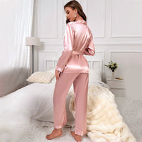 Long Sleeved Trousers Homewear Suit Simple Lace Pajamas Two-Piece
