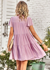 Solid Short Sleeve Dress