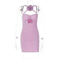 Decorative Floral Cutout Bodycon Dress with Spaghetti Straps