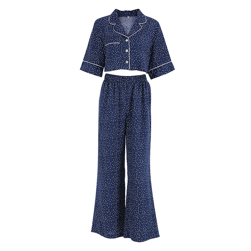 Polka Dot Pajamas  Summer Thin Cotton Silk Starry Sky Outer Wear Women