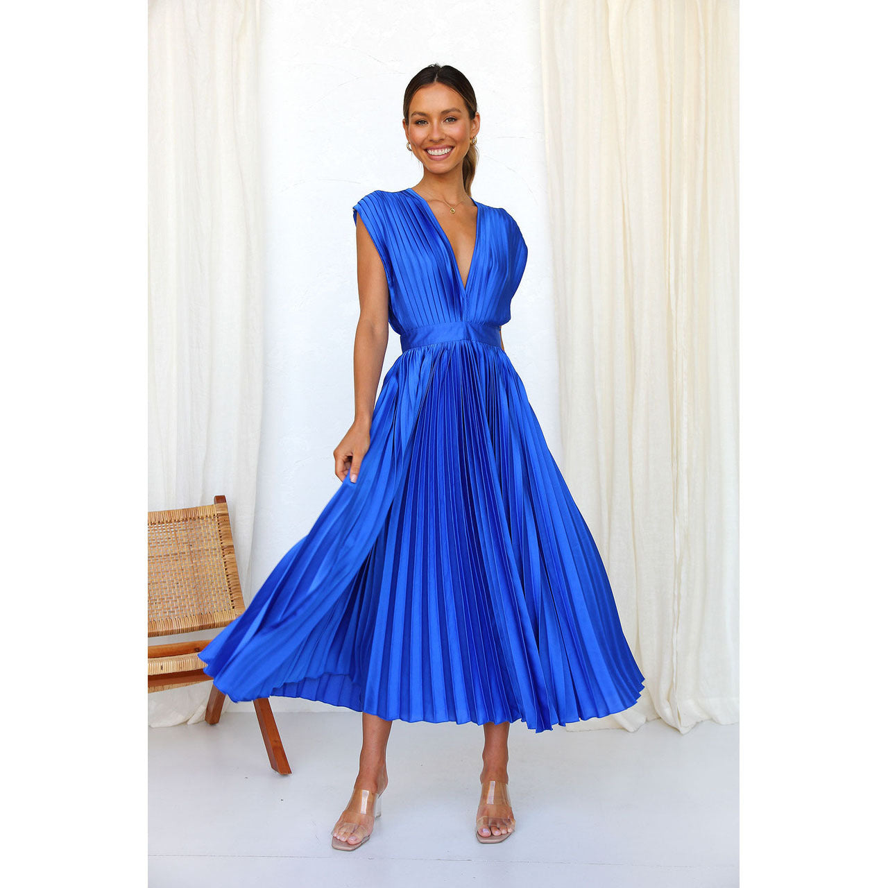 Casual loose zipper sleeveless dress