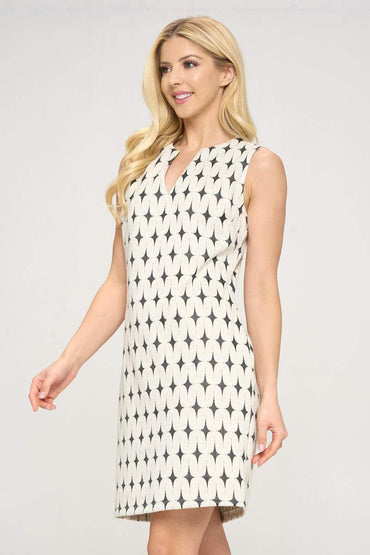 Ivory V neck Sleeveless Dress