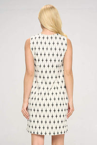 Ivory V neck Sleeveless Dress
