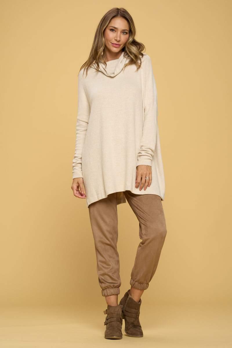 Suede Jogger Pants with Pockets Camel Color