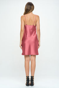 Solid Heavy Bias Cut Satin Slip Dress