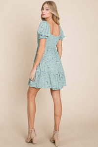 Puff Sleeve Smocked Off the shoulder Tiered Dress