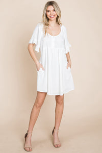 Flutter Sleeve Tiered Babydoll Mini Dress