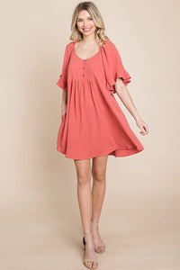 Flutter Sleeve Tiered Babydoll Mini Dress