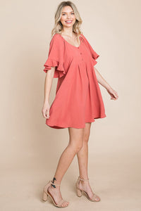 Flutter Sleeve Tiered Babydoll Mini Dress