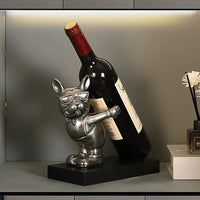 Dog Figurines Red Wine Rack Home Interior Decoration Accessories French Bulldog Statue House Living Room Decor Table Ornaments