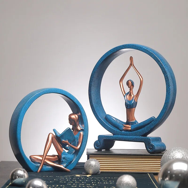 Modern simple resin crafts creative Yoga girl ornaments household ornaments abstract figure porch ornaments home decor
