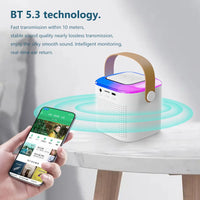 Portable Karaoke System Machine Bluetooth 5.3 Speaker with 1-2 Wireless Microphones Home Family Singing Machine