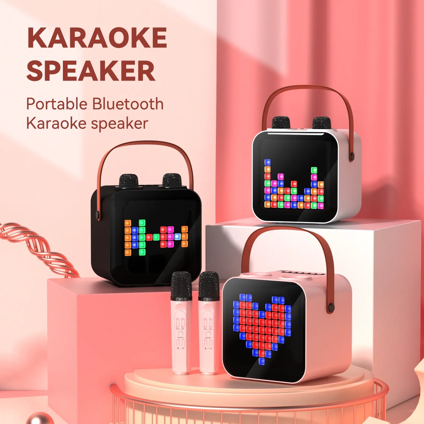 Luxury Family KTV Portable Karaoke Bluetooth Speaker Box with 2 Microphones