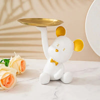 Nordic Style Resin Bear Tray Home Living Room Bedroom Key Storage Decoration Decoration Candy Container Animal Statue Decoration