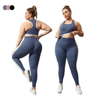 Women Yoga Set Plus Size Workout Oufit Curvy Girl Sports Bra Gym Leggings Elastic 2 Piece Fitness Suit Big Size Lady Activewear