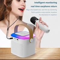 Portable Karaoke System Machine Bluetooth 5.3 Speaker with 1-2 Wireless Microphones Home Family Singing Machine
