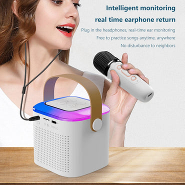 Portable Karaoke System Machine Bluetooth 5.3 Speaker with 1-2 Wireless Microphones Home Family Singing Machine