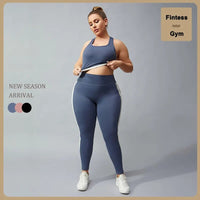 Women Yoga Set Plus Size Workout Oufit Curvy Girl Sports Bra Gym Leggings Elastic 2 Piece Fitness Suit Big Size Lady Activewear