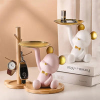 Nordic Style Resin Bear Tray Home Living Room Bedroom Key Storage Decoration Decoration Candy Container Animal Statue Decoration