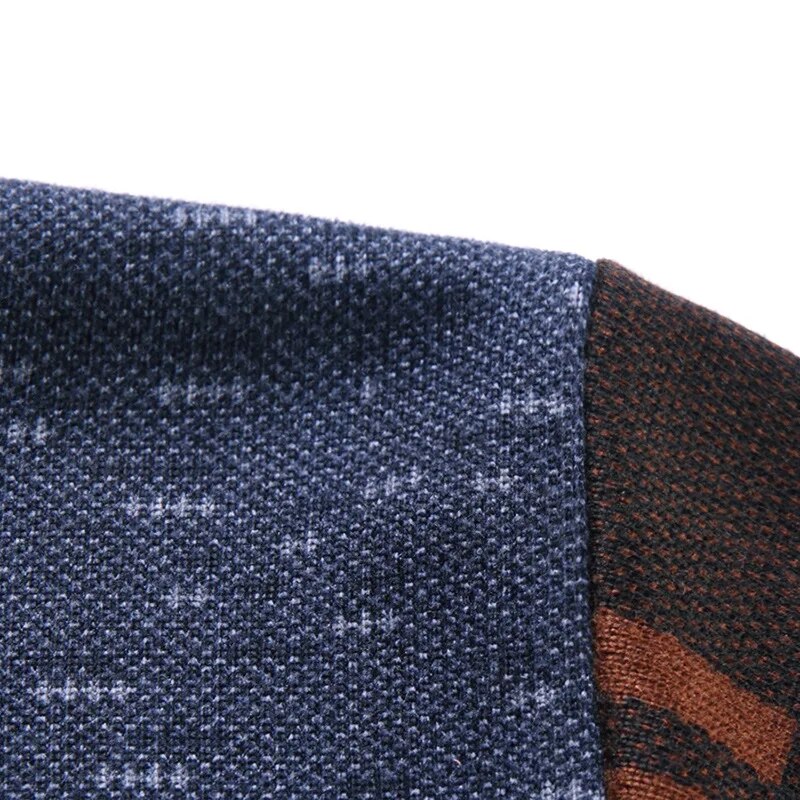 Men's Long Sleeve Knit Sweaters Fake Two Piece Thick Pullover Sweater Turn Down Collar Bottoming Jumper Male Warm Tops