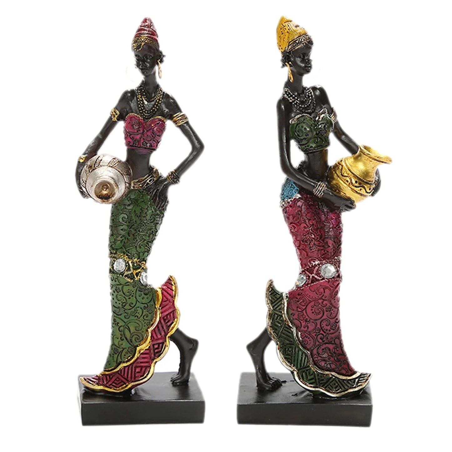 African Dancing Women Miniatures Figures Tribal Lady Statue Sculpture Collectible Art Home Decoration For Office TV Cabinet