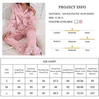 BKQU Pajamas Feathers Sleepwear Female 2 Piece Long Sleeve Turn Down Collar Tops Satin Casual Women Sets With Pants Autumn 2023