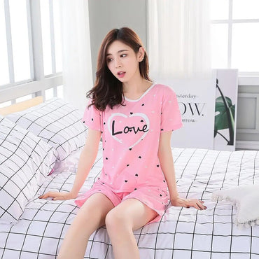 Women Sleepwear Lovely Home Suits Pyjama Short Sleeve Pajamas Set 2023 Women Pajamas Comfortable Girl Spring And Summer Pijamas
