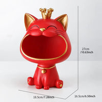 2023 Sculpture Lucky Cat Statue Table Decoration Miniature Figurine Sundries Storage Box Modern Living Room Desk Home Decor