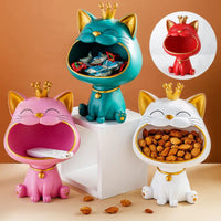 2023 Sculpture Lucky Cat Statue Table Decoration Miniature Figurine Sundries Storage Box Modern Living Room Desk Home Decor