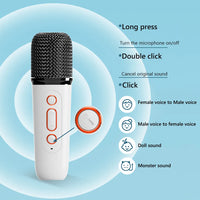 Portable Karaoke System Machine Bluetooth 5.3 Speaker with 1-2 Wireless Microphones Home Family Singing Machine